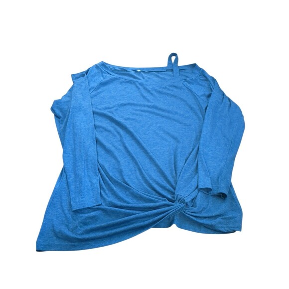 Women' Long Sleeve Single Shoulder Blue Tunic Twisted Knot In Front. 16W - Picture 1 of 9